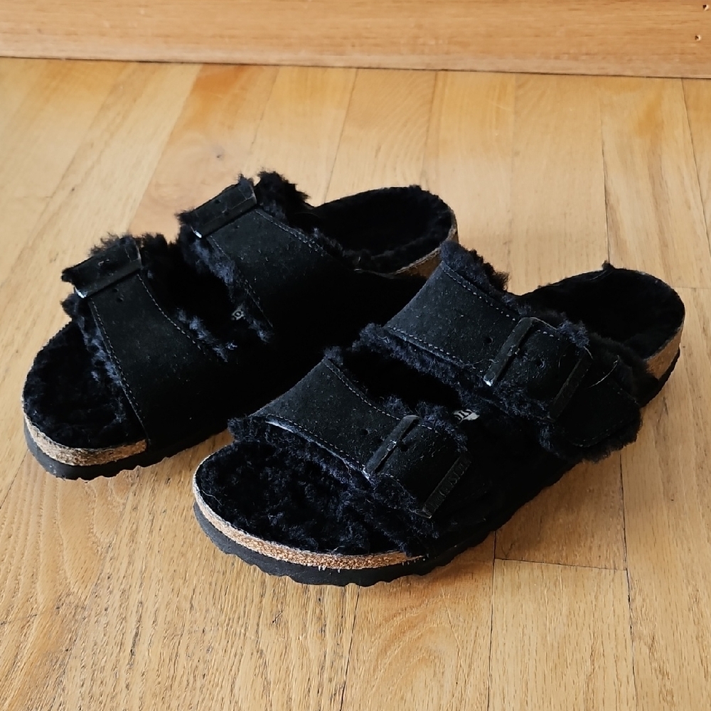 Birkenstock Shearling, Black, Size 38